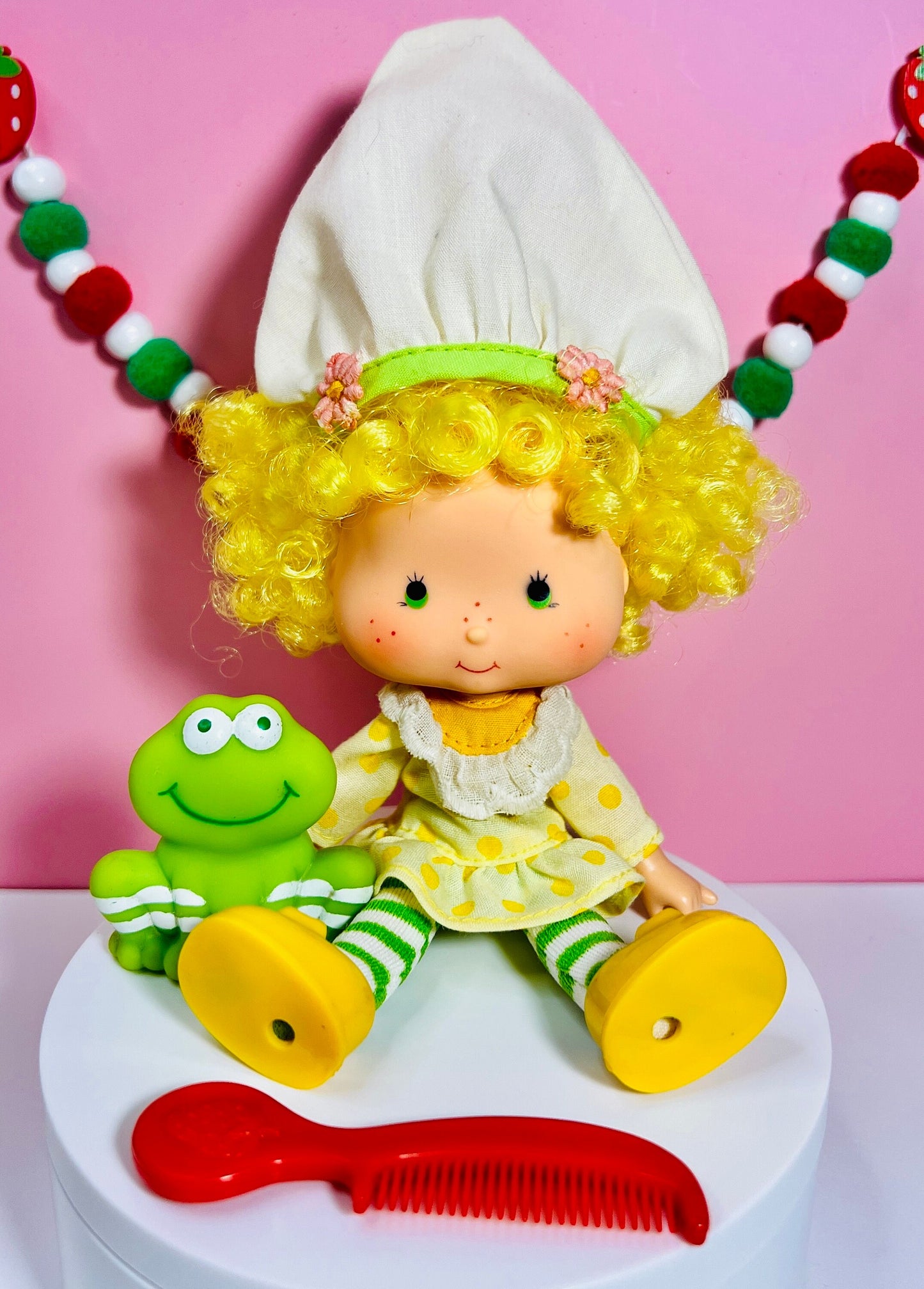 1980s Vintage Lemon Meringue Doll with Pet Frappe Frog from Strawberry Shortcake! Optional Scent and Gift Wrap! - Dolly Magic