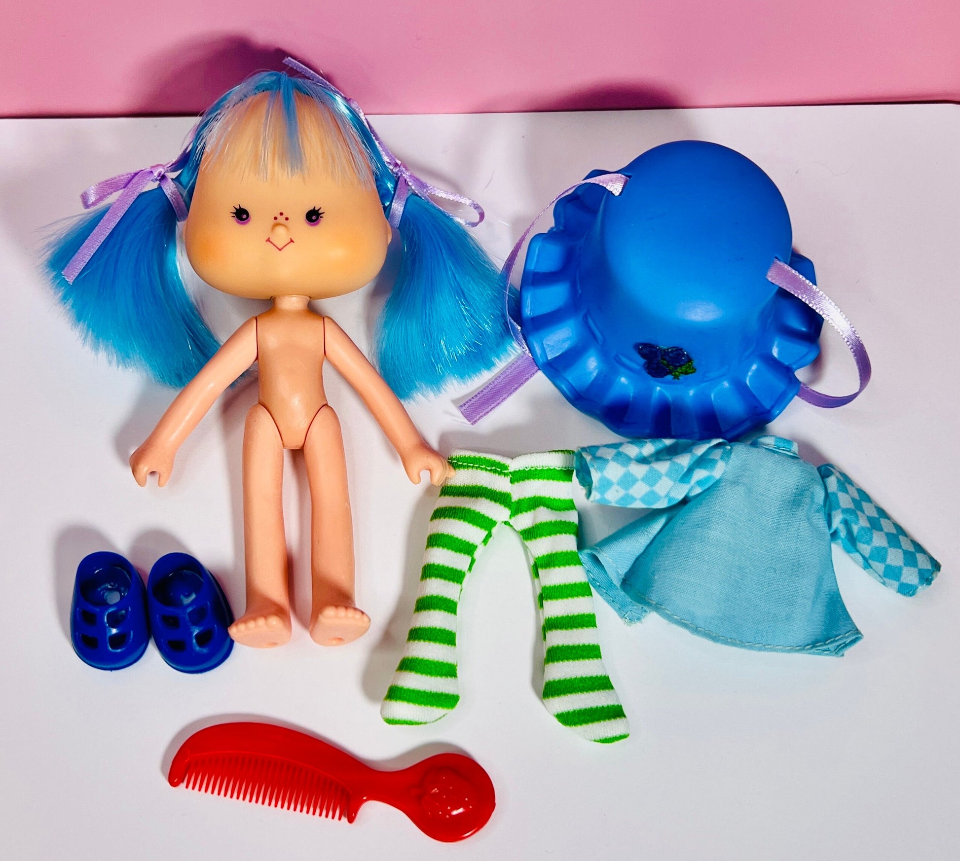 1980s Vintage Blueberry Muffin Doll with Original Comb from Strawberry Shortcake! Optional Scent and Gift Wrap! - Dolly Magic