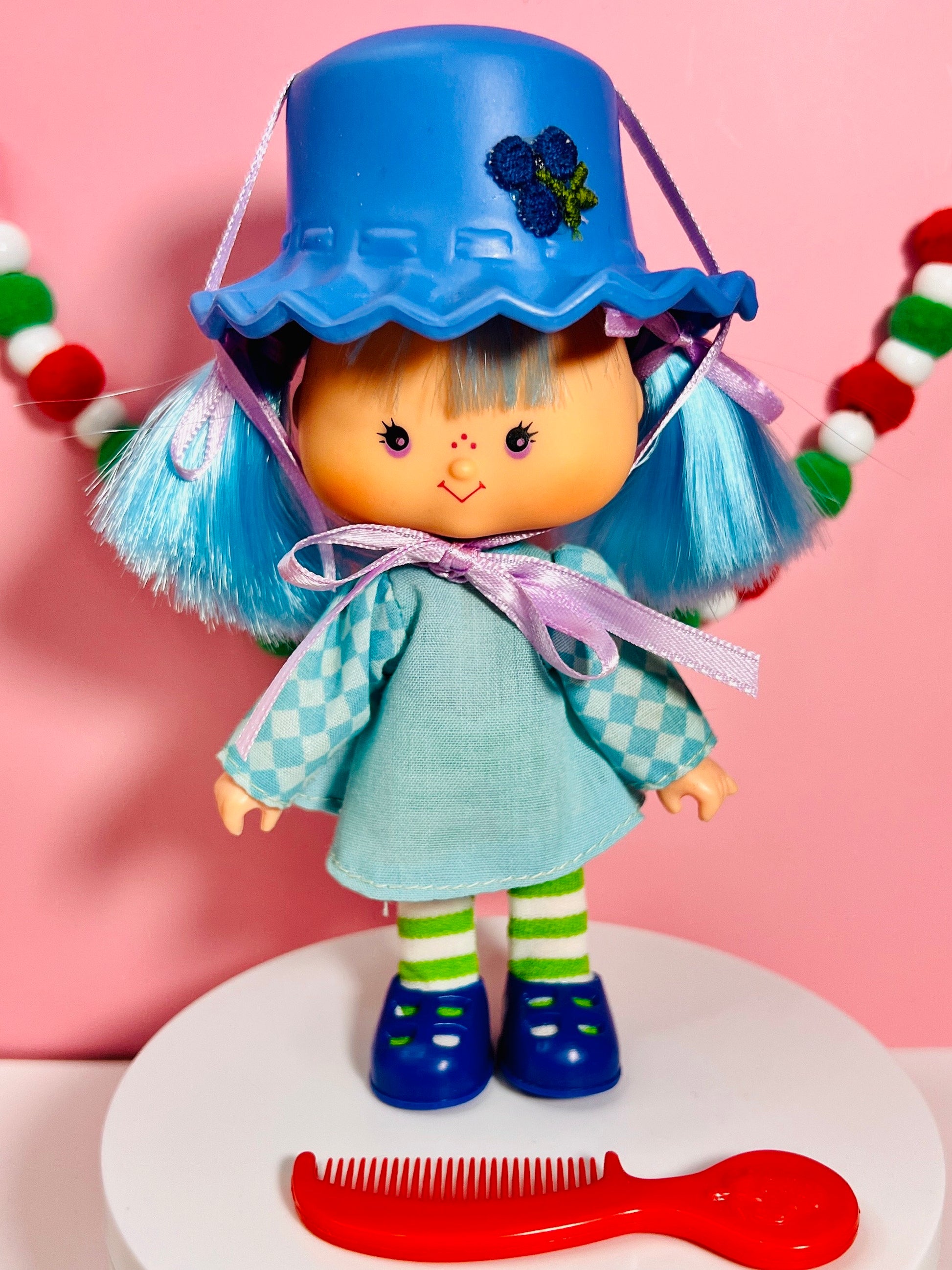 1980s Vintage Blueberry Muffin Doll with Original Comb from Strawberry Shortcake! Optional Scent and Gift Wrap! - Dolly Magic