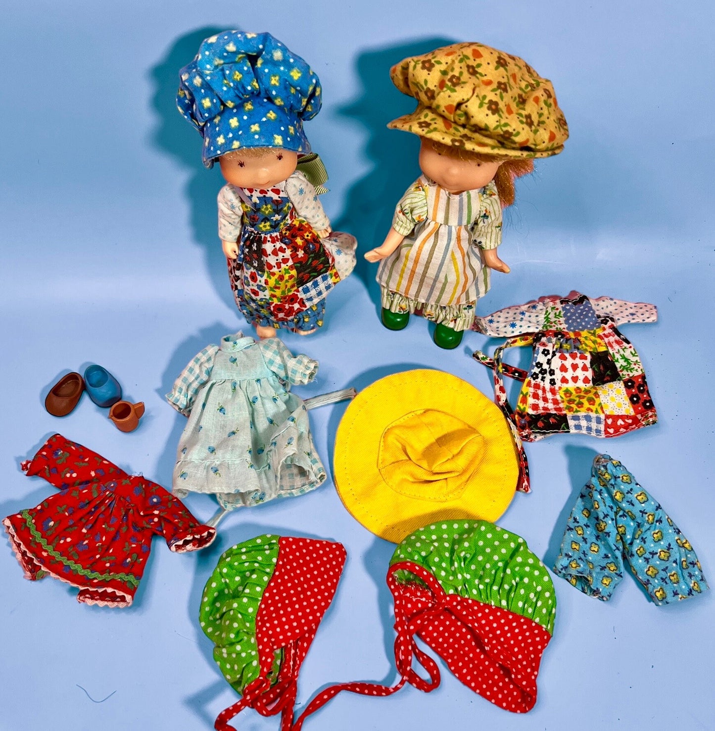 Vintage 1970s Holly Hobbie Dolls Set with Extra Clothing and Accessories - Nostalgic Treasures! Holly Hobbie Gift Box Available! - Dolly Magic