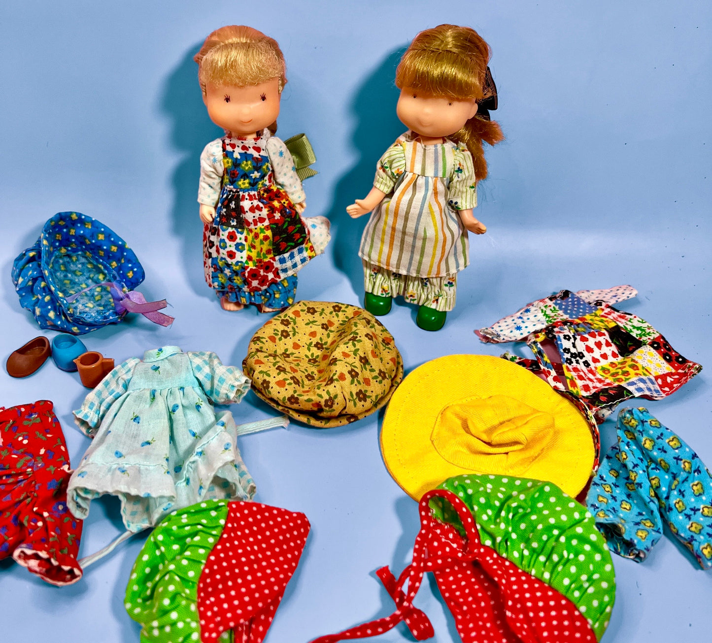 Vintage 1970s Holly Hobbie Dolls Set with Extra Clothing and Accessories - Nostalgic Treasures! Holly Hobbie Gift Box Available! - Dolly Magic