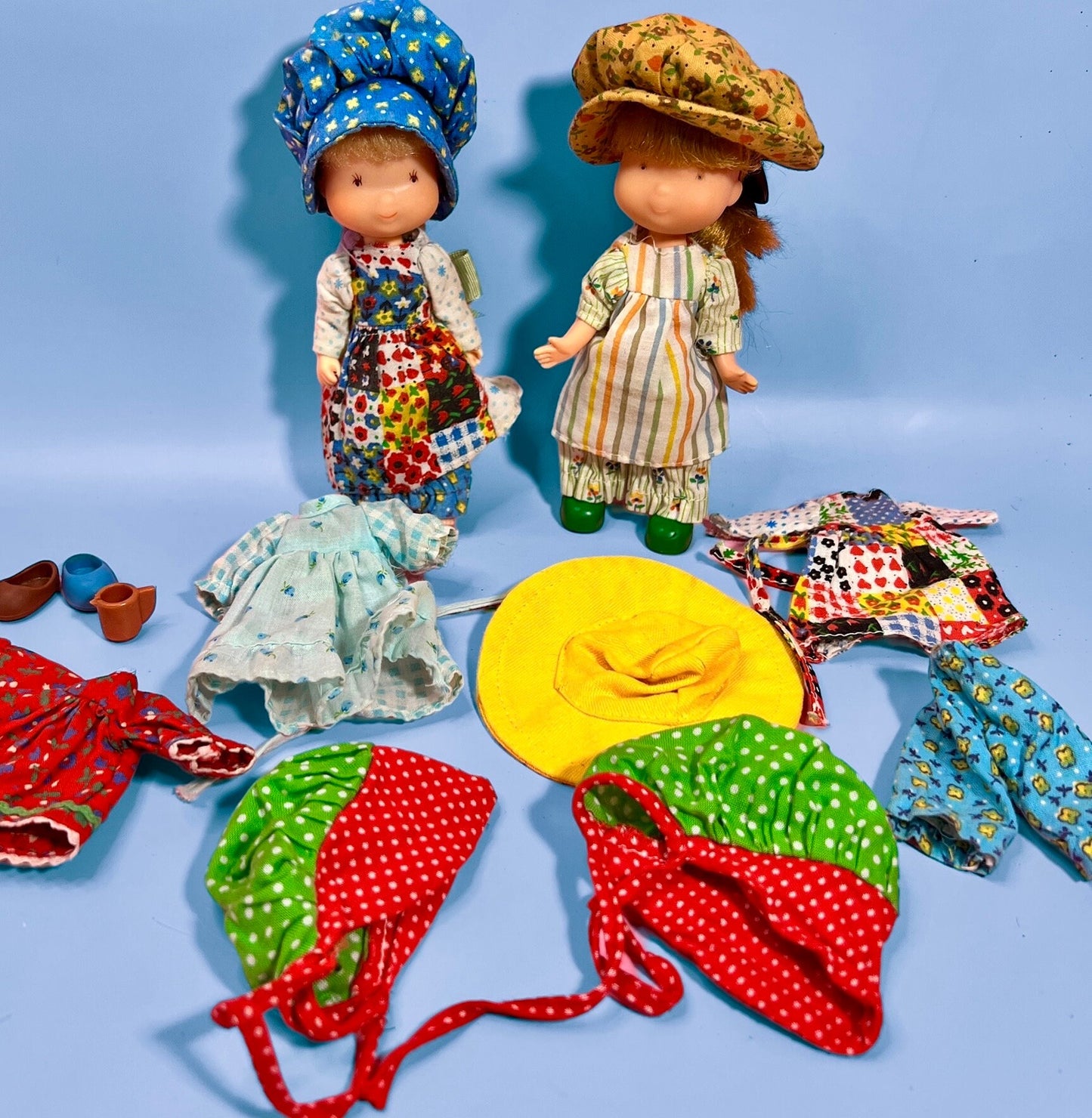 Vintage 1970s Holly Hobbie Dolls Set with Extra Clothing and Accessories - Nostalgic Treasures! Holly Hobbie Gift Box Available! - Dolly Magic