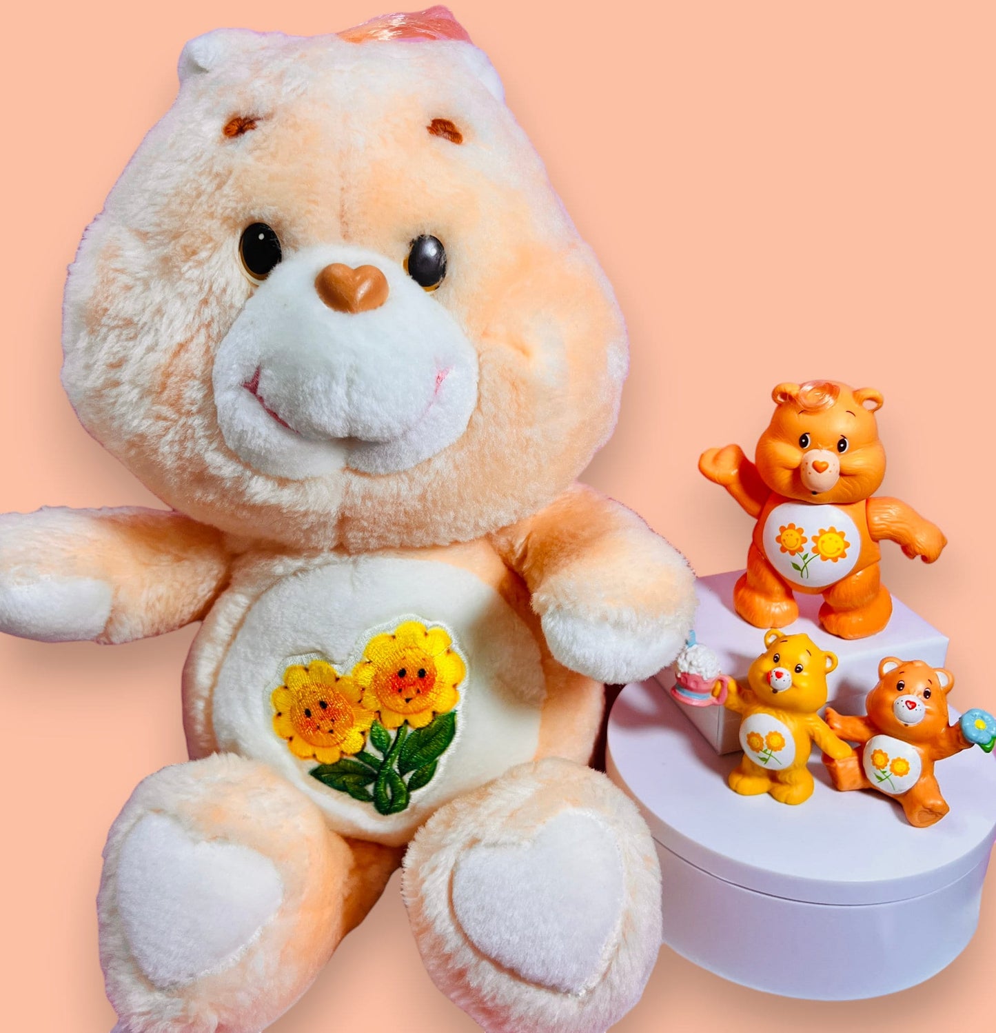 1980s Care Bears Gift Set - "Friend Bear" Vintage Plush and 3 PVC Figurines: A Nostalgic Journey to Care-a-Lot! Friendship Care Bears Figure - Dolly Magic
