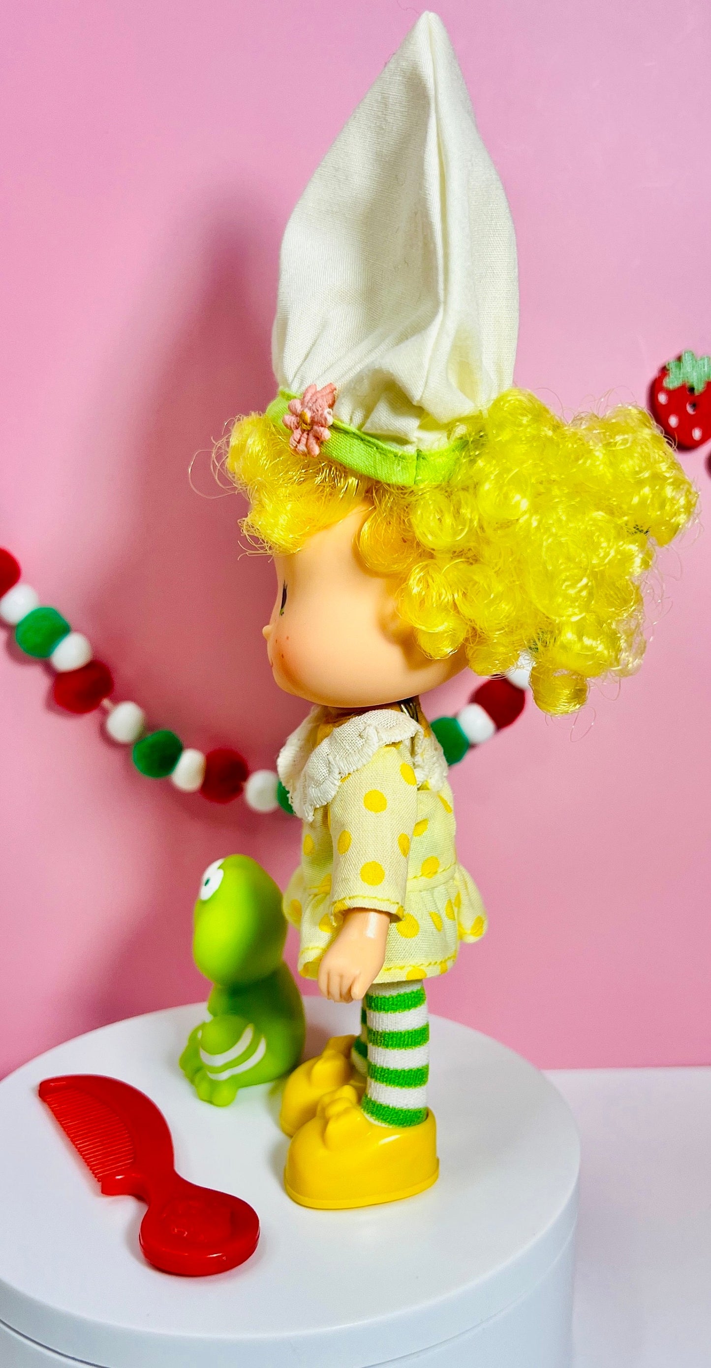 1980s Vintage Lemon Meringue Doll with Pet Frappe Frog from Strawberry Shortcake! Optional Scent and Gift Wrap! - Dolly Magic