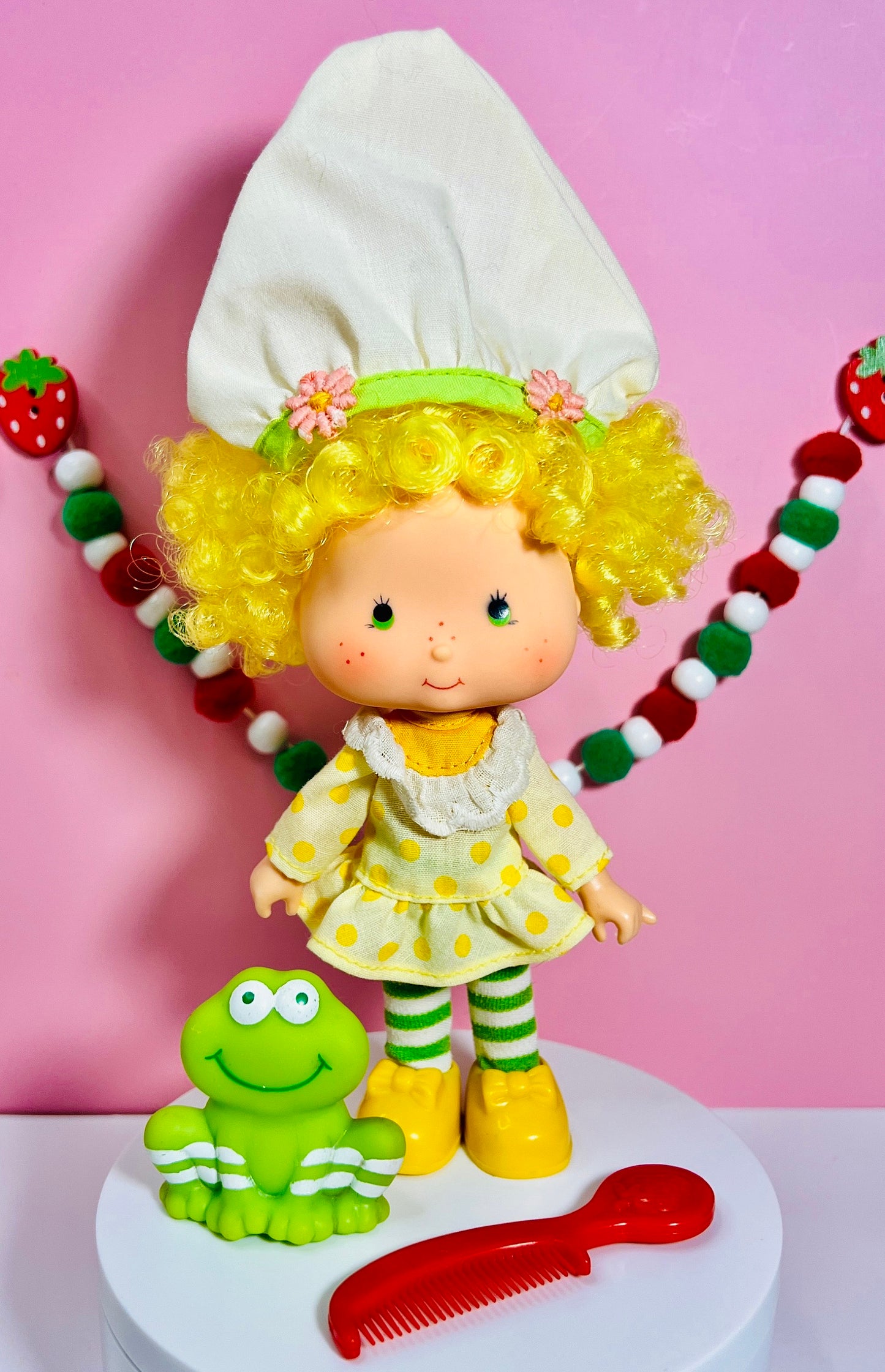1980s Vintage Lemon Meringue Doll with Pet Frappe Frog from Strawberry Shortcake! Optional Scent and Gift Wrap! - Dolly Magic