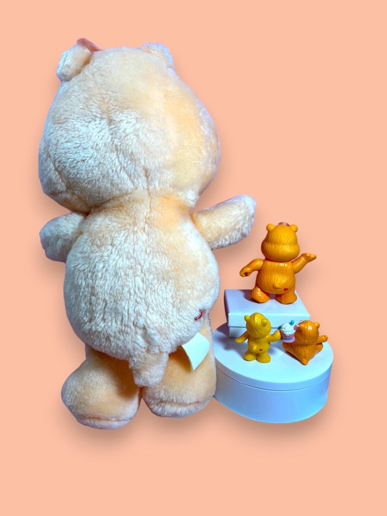 1980s Care Bears Gift Set - "Friend Bear" Vintage Plush and 3 PVC Figurines: A Nostalgic Journey to Care-a-Lot! Friendship Care Bears Figure - Dolly Magic
