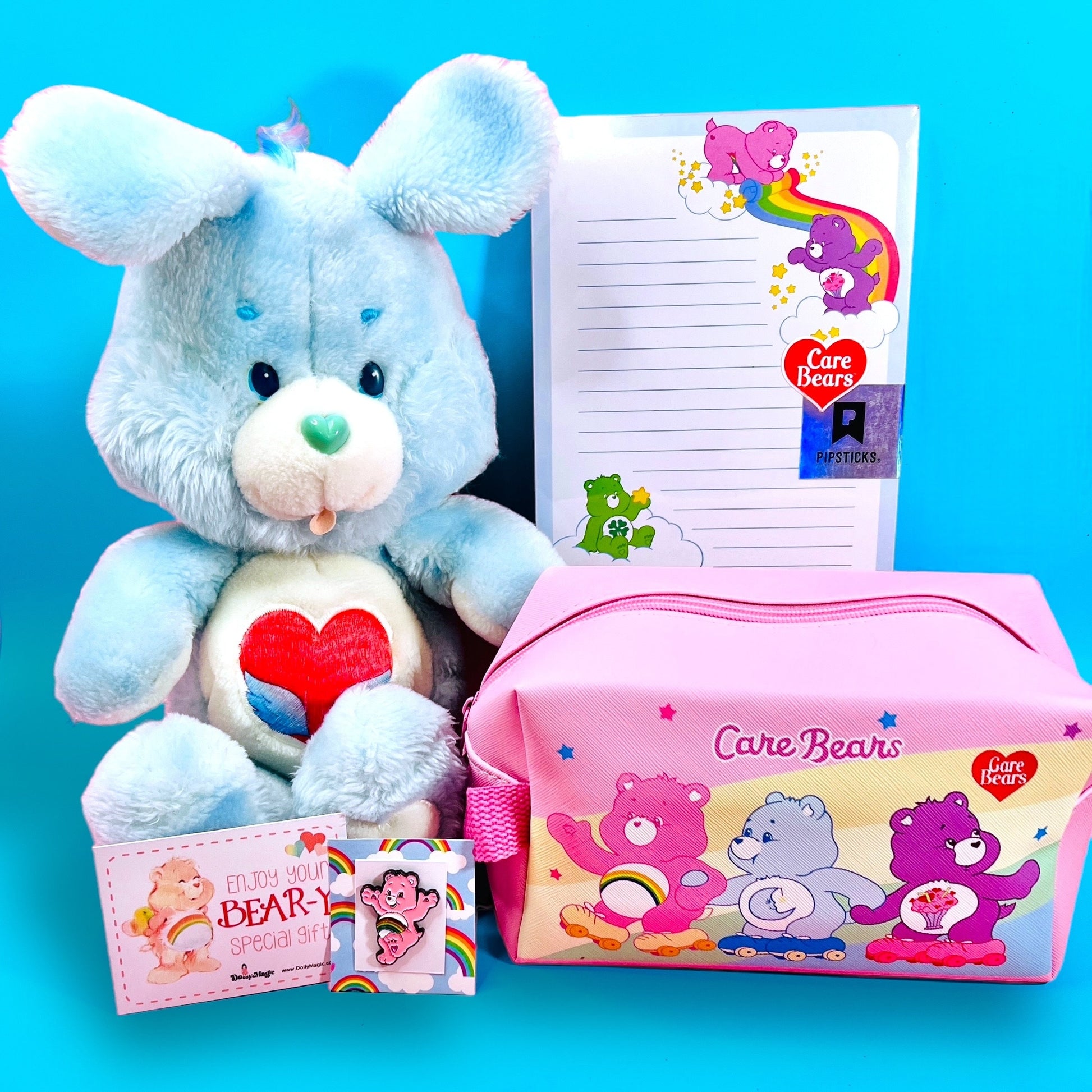 Original 1980s Care Bears Gift Set: "Swift Heart" Care Bears Cousin Vintage Plush Bunny Rabbit! Choose Plush Only or Gift Set Option! - Dolly Magic