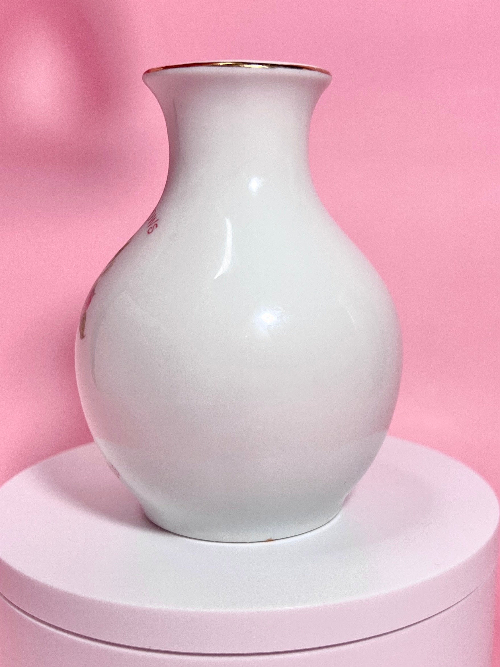 1980 Strawberry Shortcake Fine Porcelain Designer's Collection: Small Vase "Love Grows in Sweet Hearts" Vintage Valentines Collectors Gift - Dolly Magic