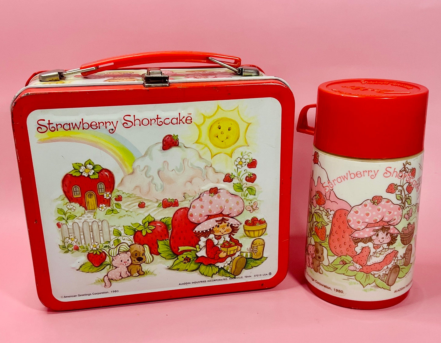 Vintage 1980 Strawberry Shortcake Aladdin Lunchbox with Original Thermos 1980s - Dolly Magic