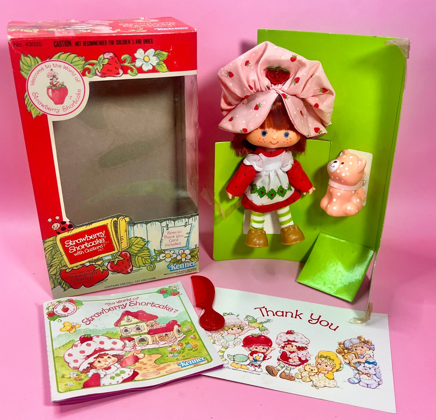 1982 Vintage Strawberry Shortcake Herself Doll New in Box with Pet Custard the Cat! Optional Scent and Gift Wrap! - Dolly Magic