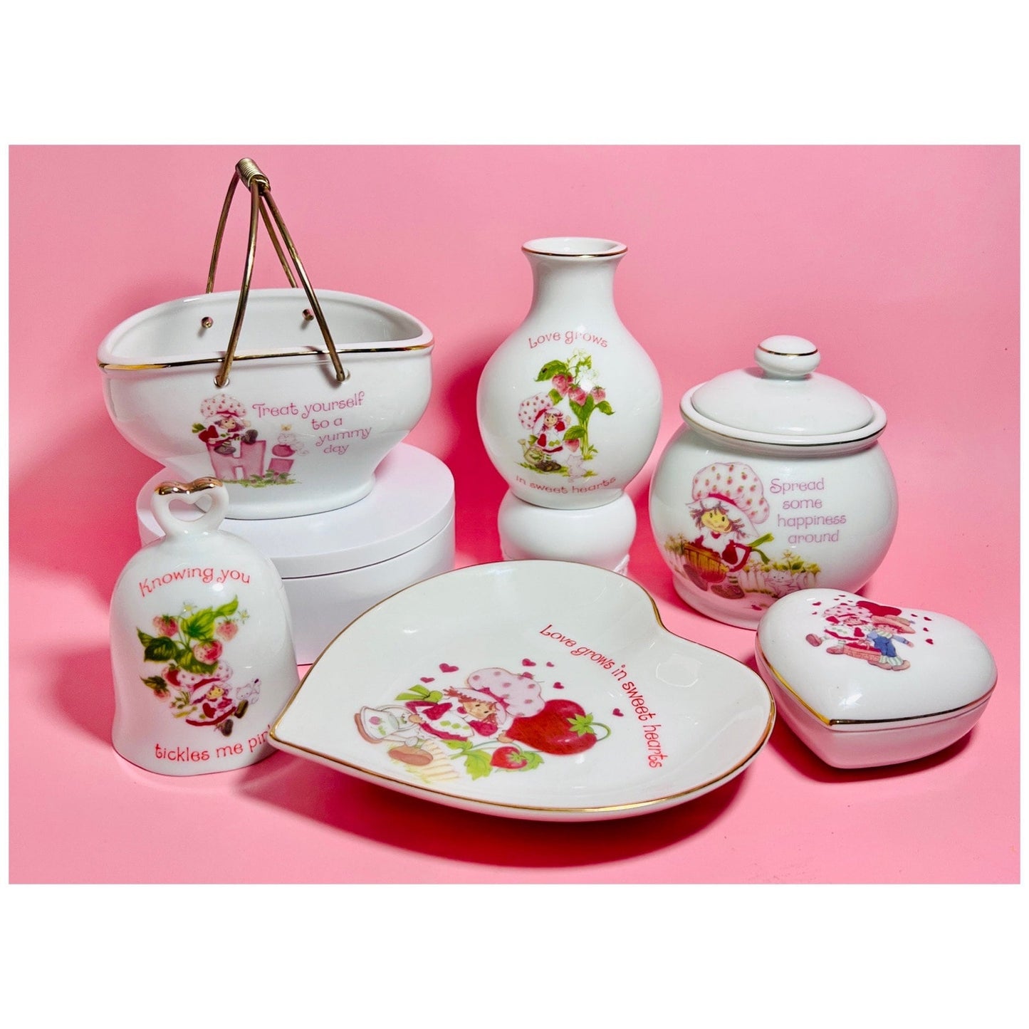 1980 Strawberry Shortcake Fine Porcelain Designer's Collection: Heart Trinket Box Vintage Valentines Collectors Gift - Dolly Magic