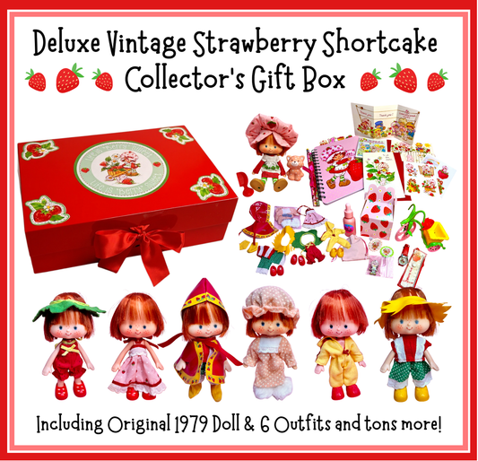 Deluxe Vintage Strawberry Shortcake Collector’s Gift Box – Original 1979 MINTY Strawberry Shortcake Doll, Berry Wear Outfits, Accessories & More