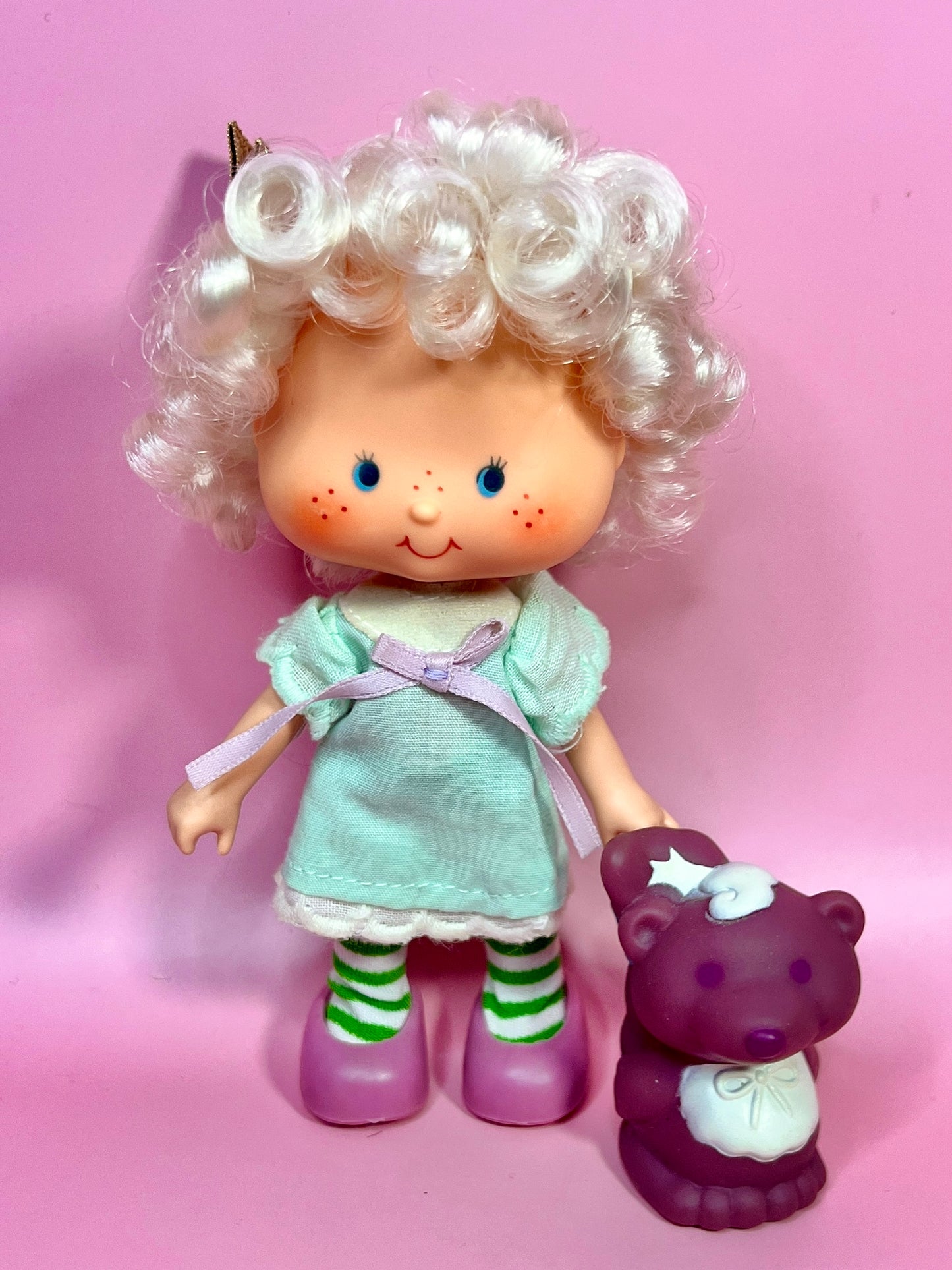 Vintage 1980s Angel Cake Doll & Pet Soufflé Skunk from Original Strawberry Shortcake Doll Series