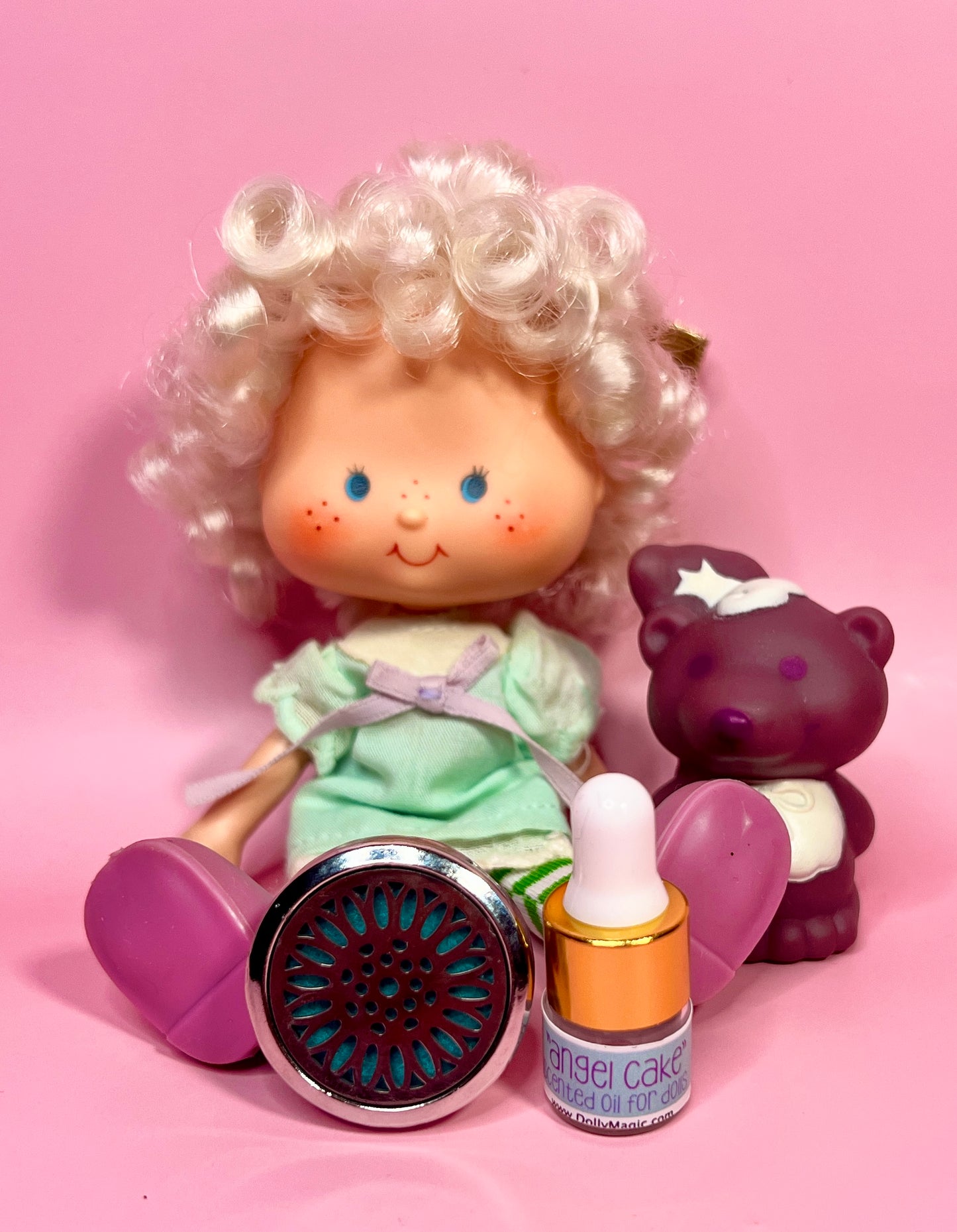 Vintage 1980s Angel Cake Doll & Pet Soufflé Skunk from Original Strawberry Shortcake Doll Series