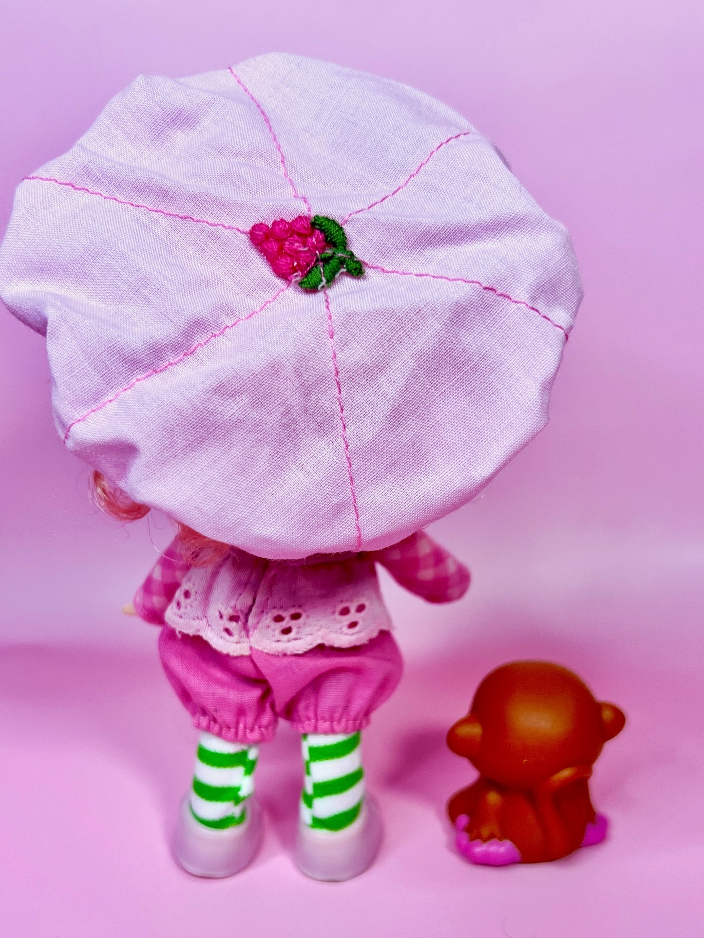 Vintage Raspberry Tart doll with pet Rhubarb Monkey from the 1980s Strawberry Shortcake Series