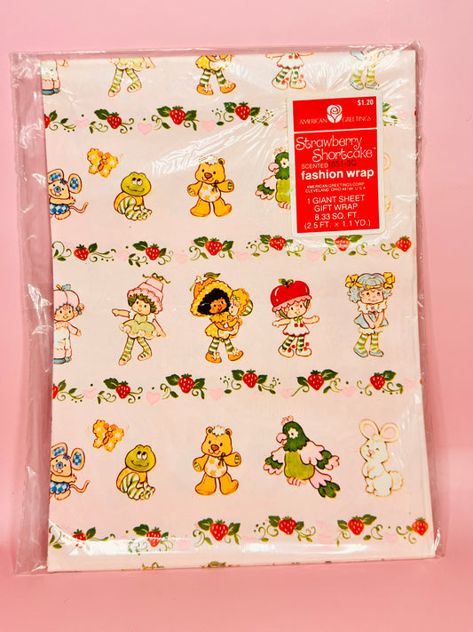 Vintage New Old Stock NOS Early 1980s Strawberry Shortcake Wrapping Paper SEALED