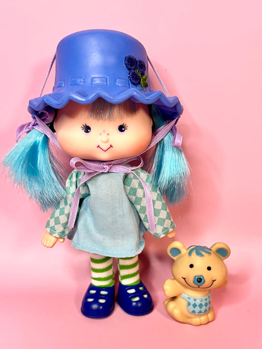 Vintage FIRST EDITION 1979 Strawberry Shortcake Blueberry Muffin Doll with Pet Cheesecake Mouse