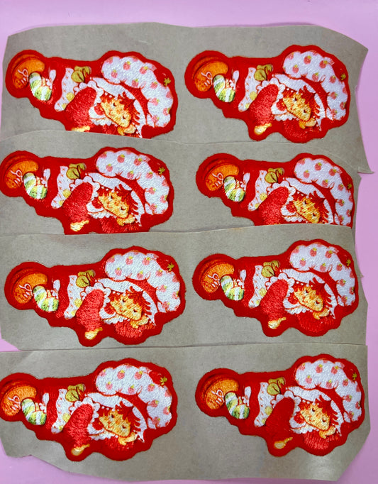 RARE Set of 8 Vintage Early 1980s Strawberry Shortcake Embroidered Iron On Patches Strawberry Sleeping