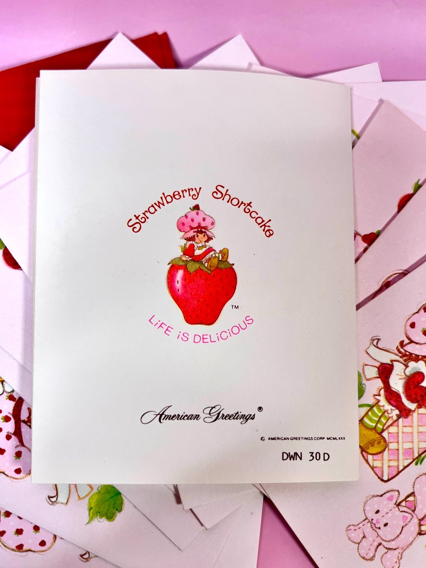 Set of 12 Vintage 1980 Unused Strawberry Shortcake "Hi!" Friendship Greeting Cards by American Greetings