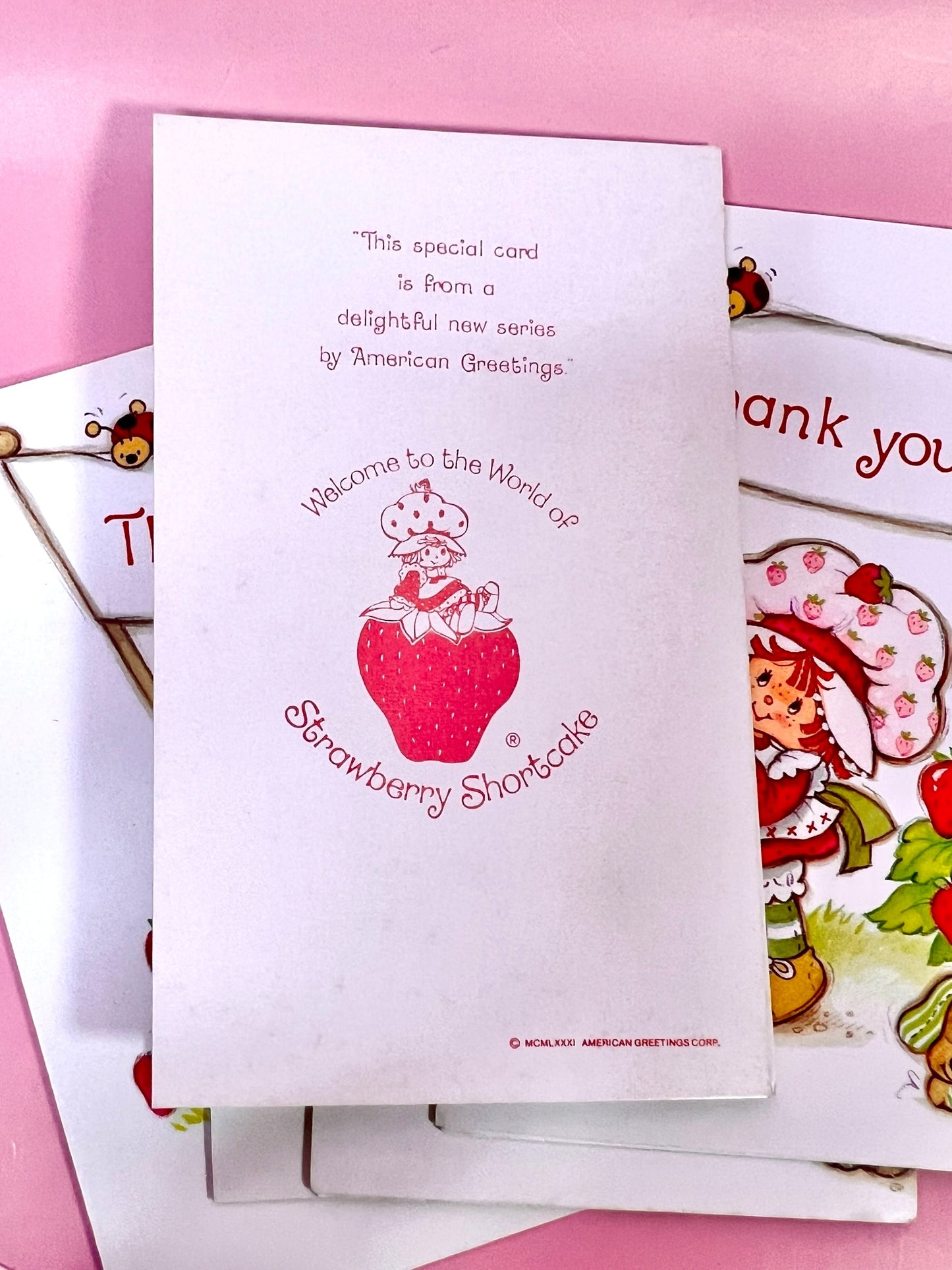 Set of 5 Vintage 1981 Strawberry Shortcake Unused Folded Insert Cards Featuring Her Original Friends