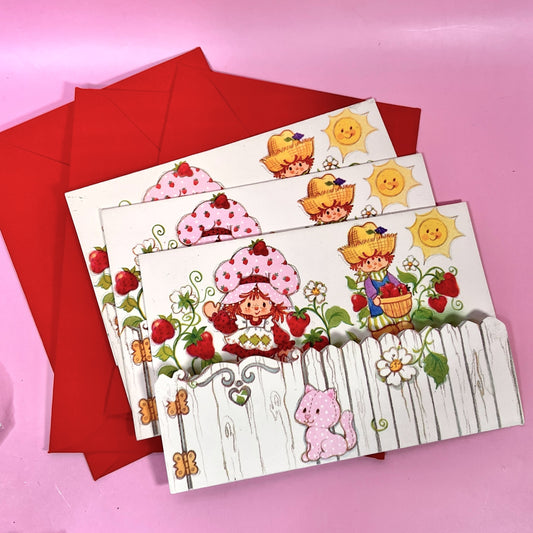 RARE Set of 3 Vintage 1980 Strawberry Shortcake Unused Postalette Cards