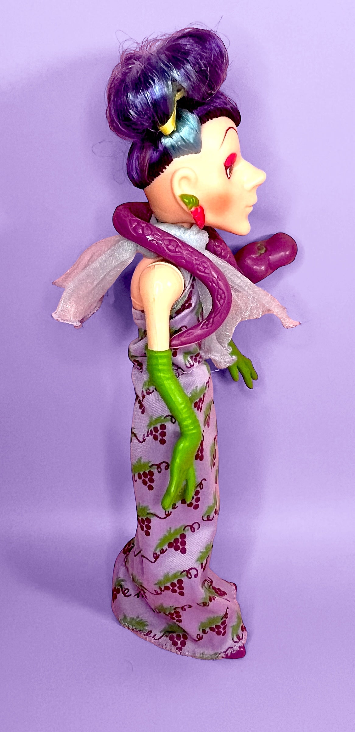 Vintage Sour Grapes doll with pet Dregs Snake from the 1980s Strawberry Shortcake Series