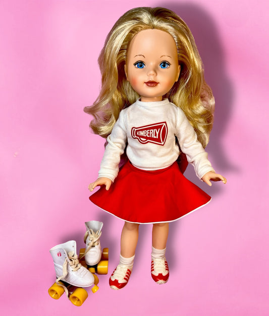 Vintage 1980s Kimberly Cheerleader Doll in Excellent Condition with Skates