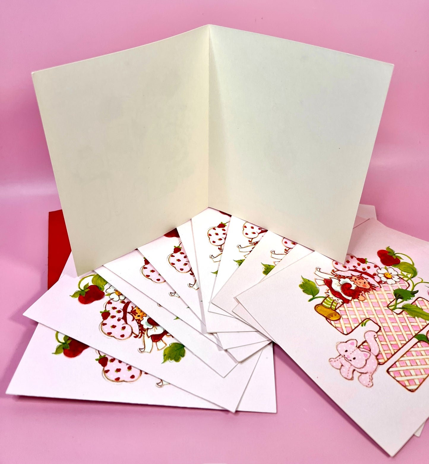 Set of 12 Vintage 1980 Unused Strawberry Shortcake "Hi!" Friendship Greeting Cards by American Greetings