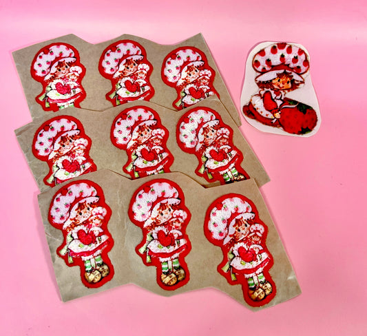 RARE Set of 10 Vintage Early 1980s Strawberry Shortcake Embroidered Iron On Patches (2 designs)