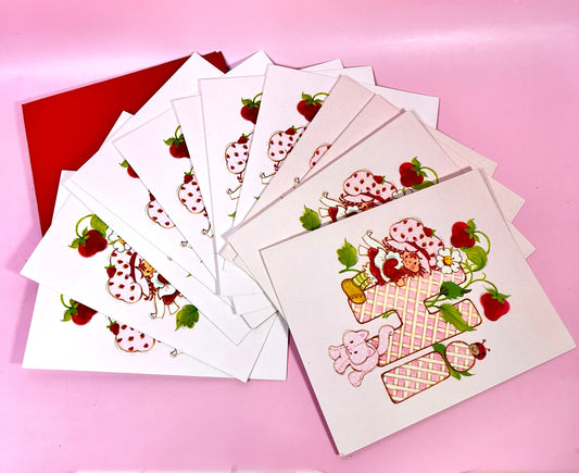 Set of 12 Vintage 1980 Unused Strawberry Shortcake "Hi!" Friendship Greeting Cards by American Greetings