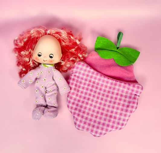 Vintage Raspberry Tart Sweet Sleeper doll with Sleeping Bag from the 1980s Strawberry Shortcake Series