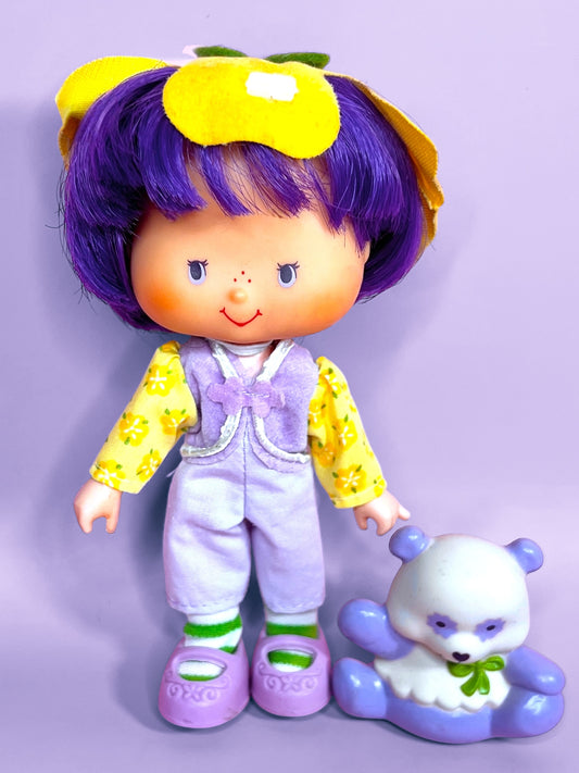 Vintage Almond Tea doll with pet Marzipan Panda from the 1980s Strawberry Shortcake Series