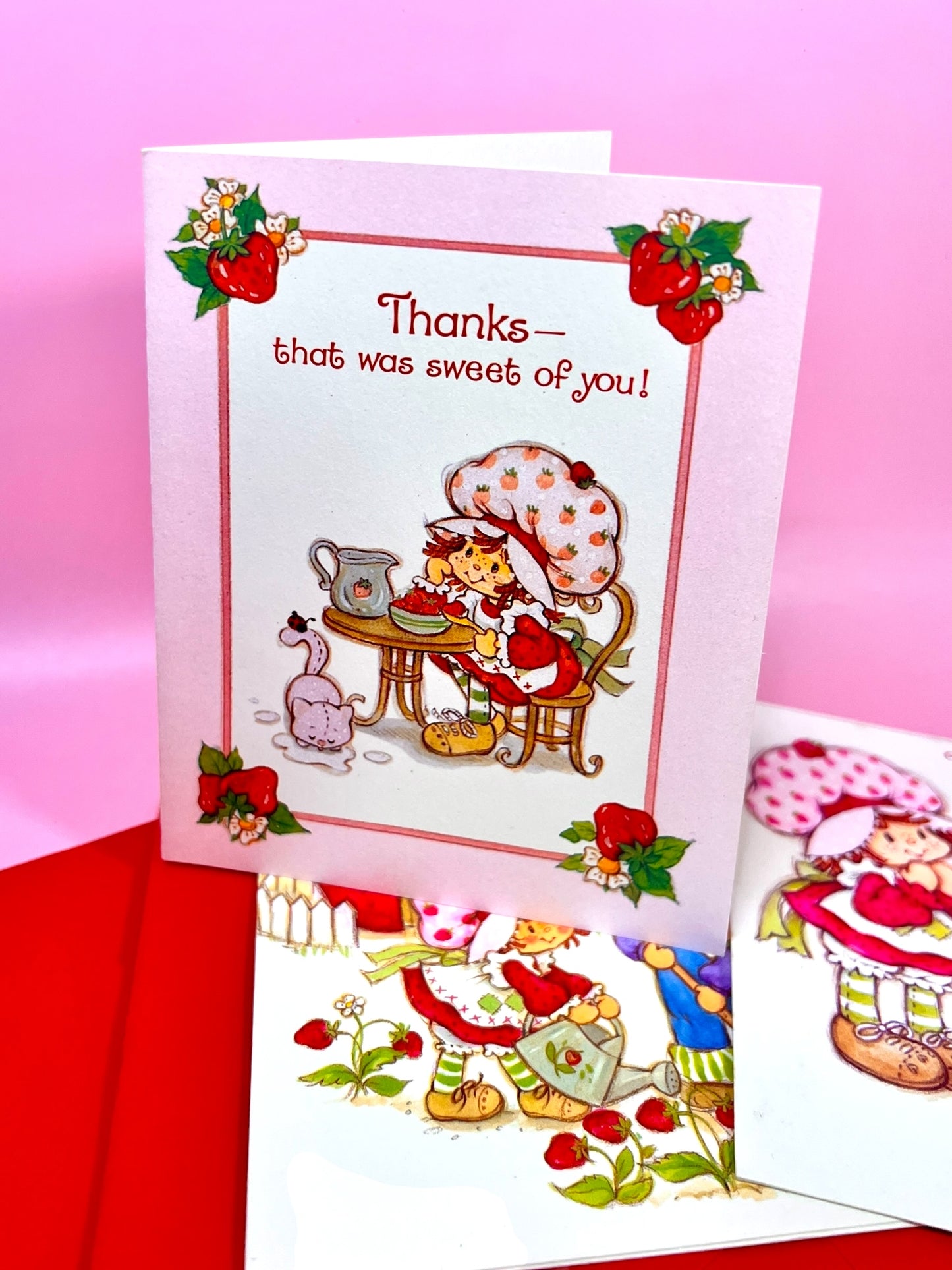RARE Set of 3 Different Vintage 1980 Unused Strawberry Shortcake Greeting Cards by American Greetings