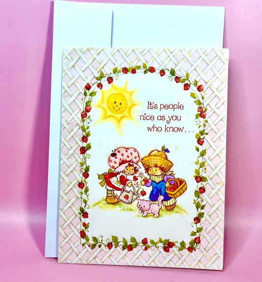 RARE Vintage 1980 Strawberry Shortcake & Huckleberry Pie Greeting Card by American Greetings