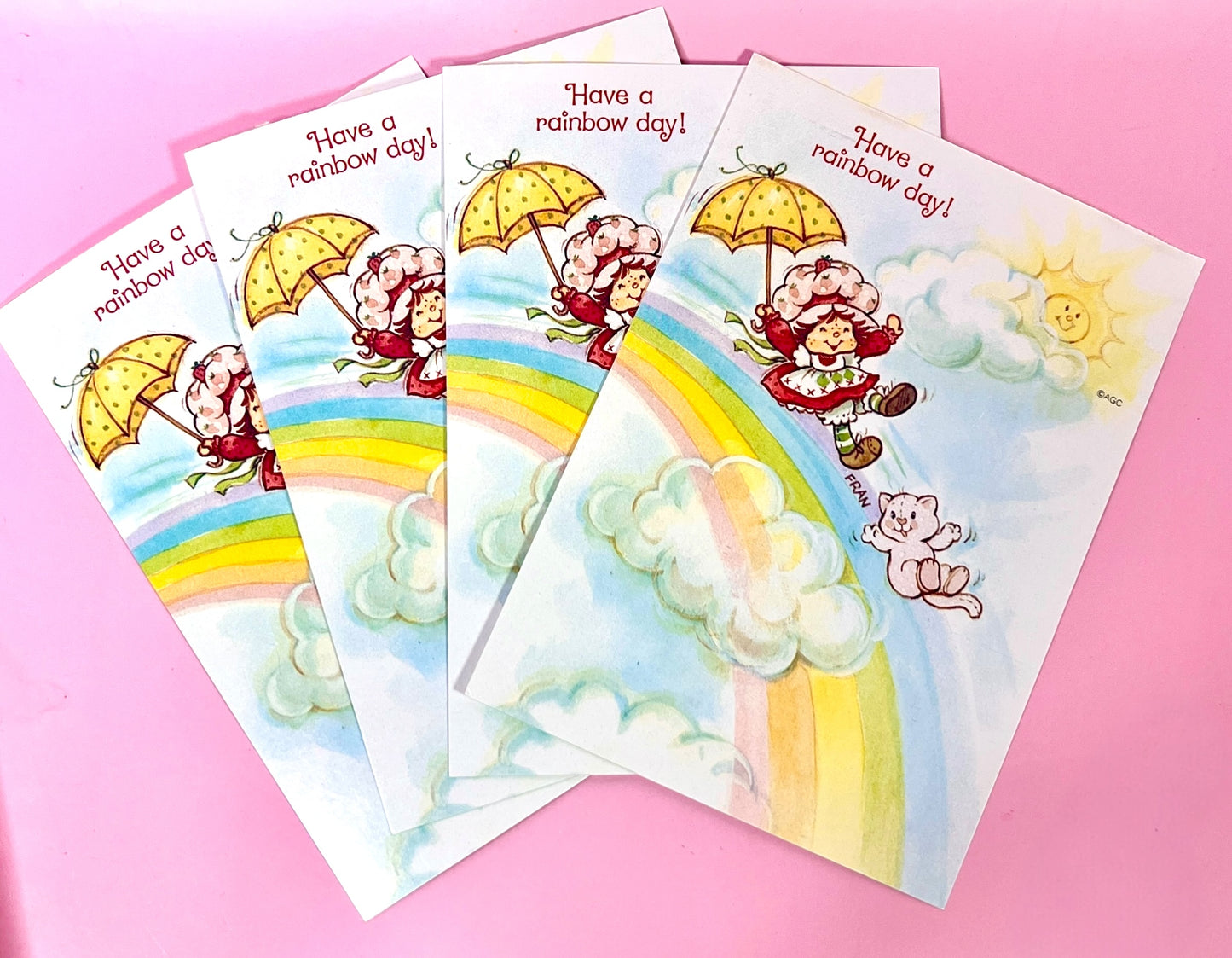 Set of 4 Vintage 1983 Strawberry Shortcake Rainbow Unused Post Cards