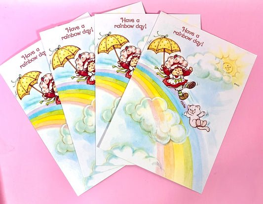 Set of 4 Vintage 1983 Strawberry Shortcake Rainbow Unused Post Cards