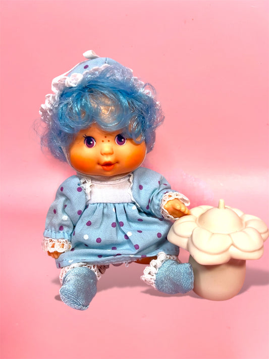 Vintage Baby Blueberry Muffin doll with Bottle from the 1980s Strawberry Shortcake Series