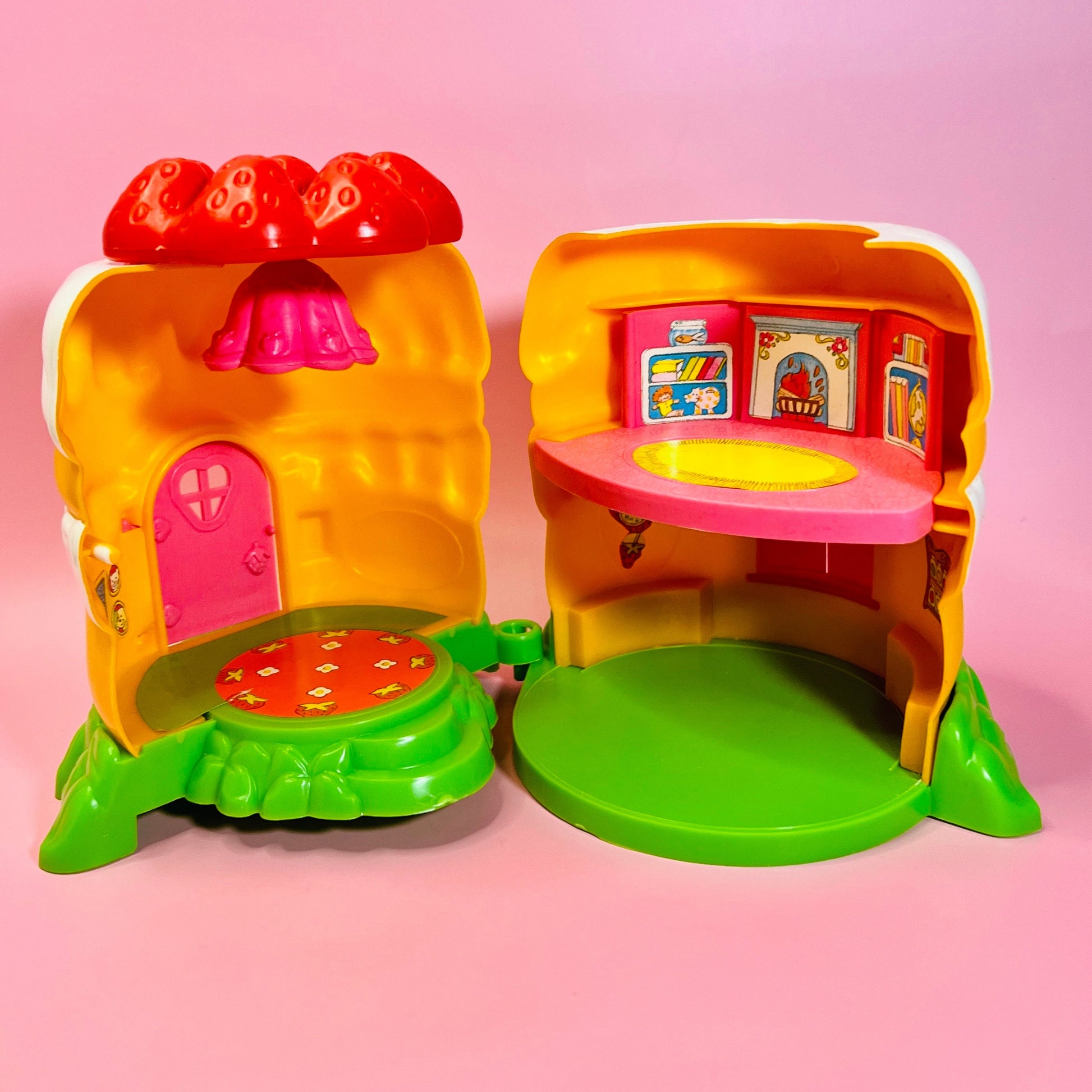 Vintage 1980s Strawberry Shortcake Strawberry’s “Shortcake House” Miniature Strawberryland House Complete with Mini Figure - Dolly Magic