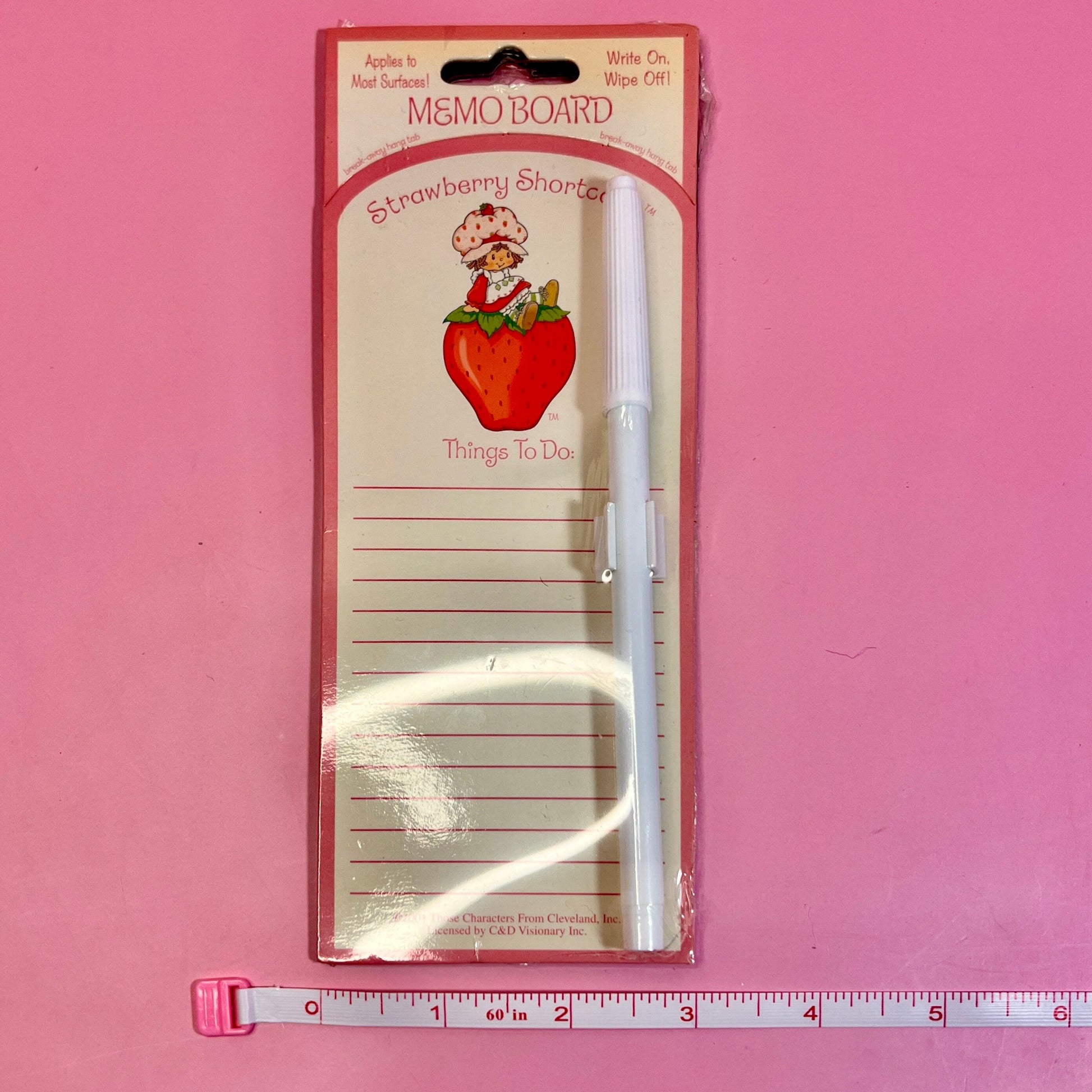 Vintage 2001 TCFC Strawberry Shortcake Dry Erase Memo Pad - Dolly Magic