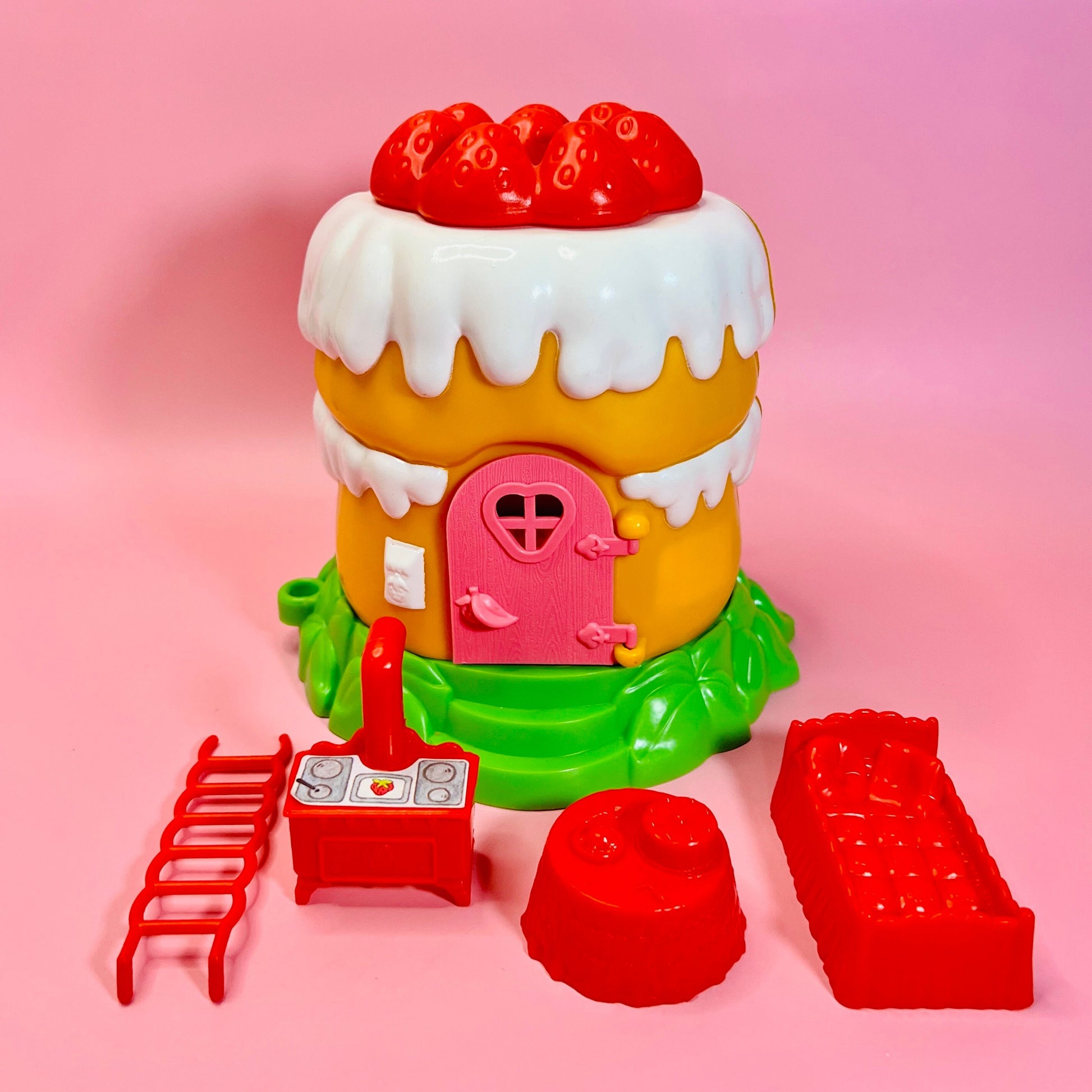 Vintage 1980s Strawberry Shortcake Strawberry’s “Shortcake House” Miniature Strawberryland House Complete with Mini Figure - Dolly Magic