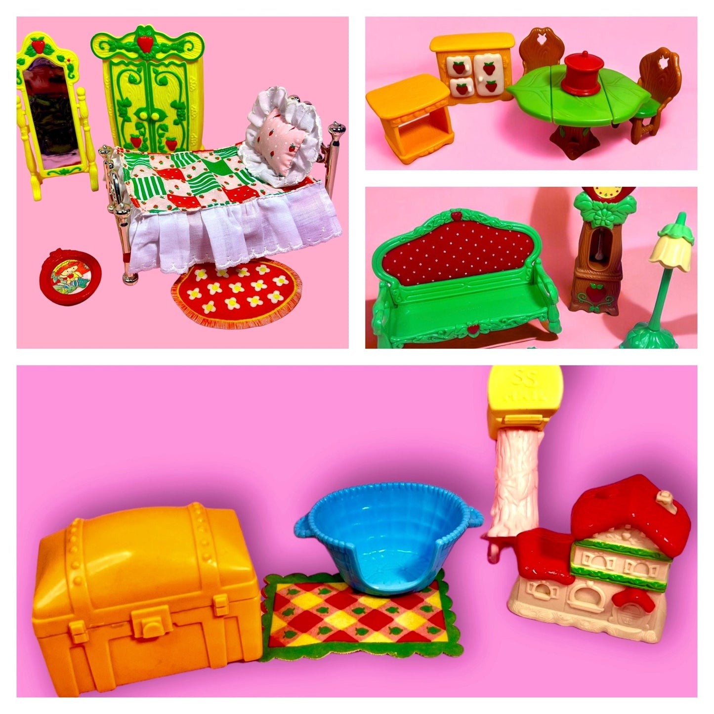 1983 Berry Happy Home Vintage Strawberry Shortcake Furniture - Choose Your Piece! Berry Happy Home Bed, Couch, Trunk, Attic Rug, Dining, etc