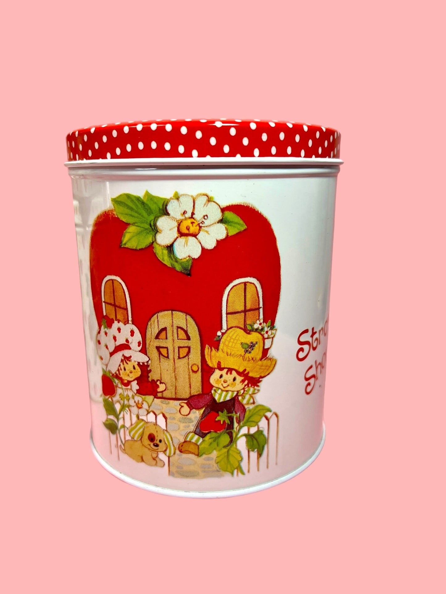 Vintage 1980s Strawberry Shortcake Tin Canister Set including RARE Square Canister