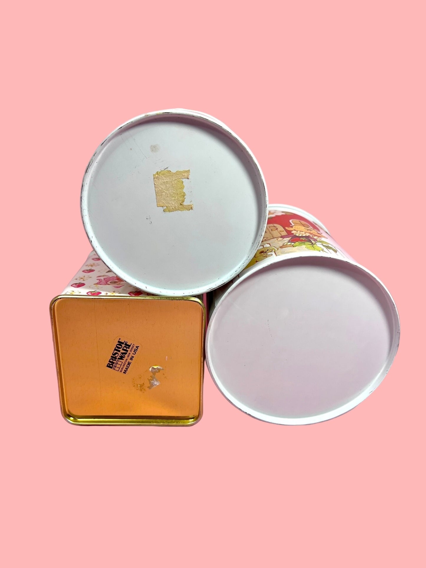 Vintage 1980s Strawberry Shortcake Tin Canister Set including RARE Square Canister