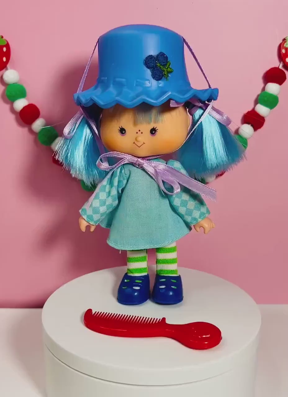 1980s Vintage Blueberry Muffin Doll with Original Comb from Strawberry Shortcake! Optional Scent and Gift Wrap!