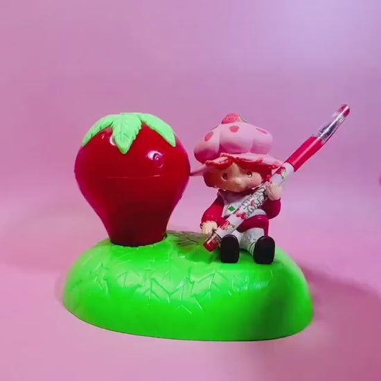 Vintage 1981 Strawberry Shortcake Desktop Office Set (or original purpose as Toothbrush Holder with Cup!)