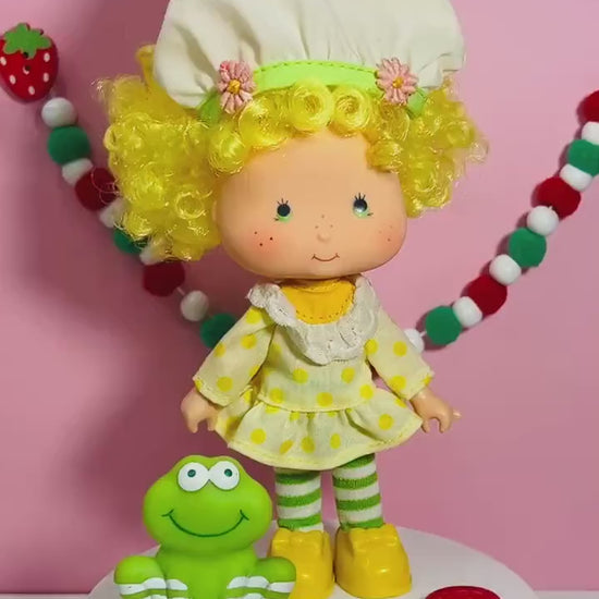 1980s Vintage Lemon Meringue Doll with Pet Frappe Frog from Strawberry Shortcake! Optional Scent and Gift Wrap!