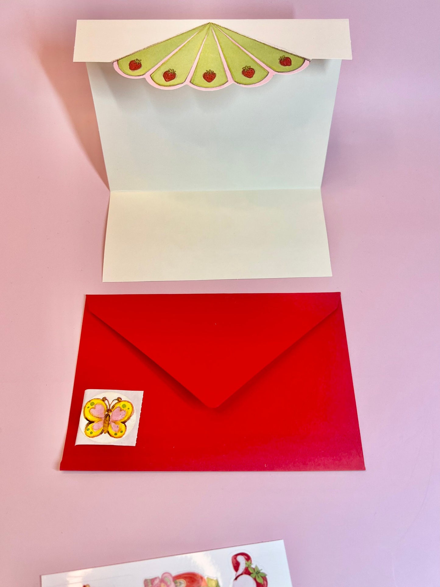 RARE Vintage 1981 Strawberry Shortcake Note Card (blank inside) with Stickers and Envelope! - Dolly Magic