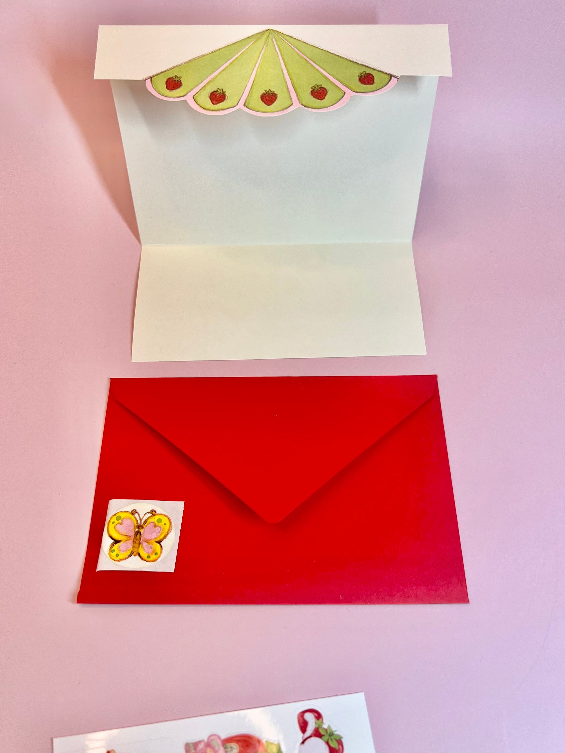 RARE Vintage 1981 Strawberry Shortcake Note Card (blank inside) with Stickers and Envelope! - Dolly Magic