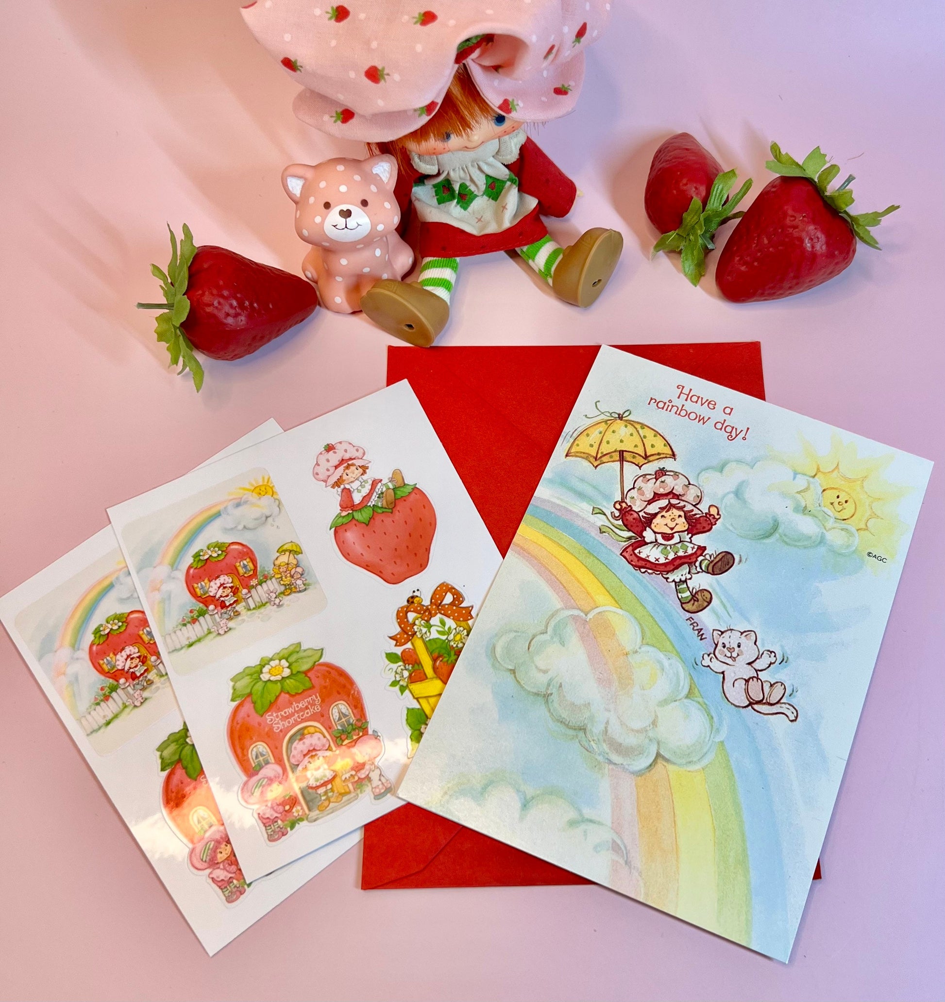 Vintage 1983 Strawberry Shortcake Friendship Post Card Set with Stickers! - Dolly Magic