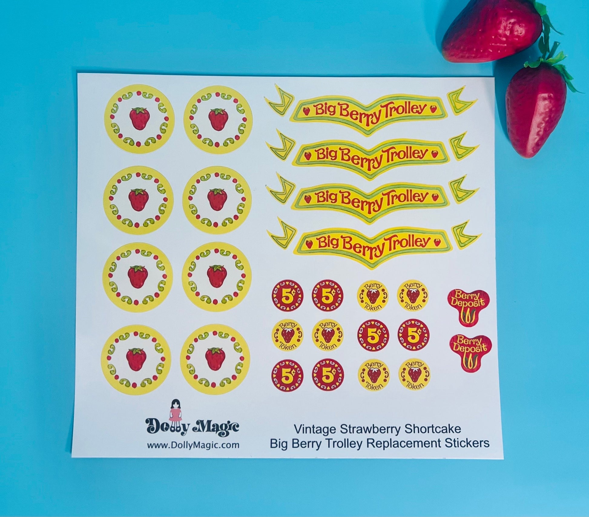 DIGITAL Download Only (SVG file) Vintage Strawberry Shortcake Replacement Stickers: Big Berry Trolley - Dolly Magic